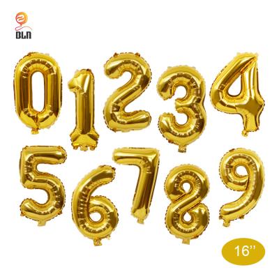 China 16 Inch Number Foil Balloon Party Decoration BLN Gold Digital Globos Party Decorations Wholesale 0-9 Mylar Balloons for sale