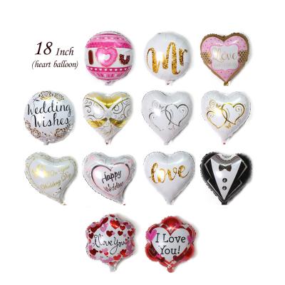 China 18 Inch Party Decoration BLN Heart Shape Foil Globos Wedding Dress Pattern Valentine's Day Decor Helium Foil Balloon for sale