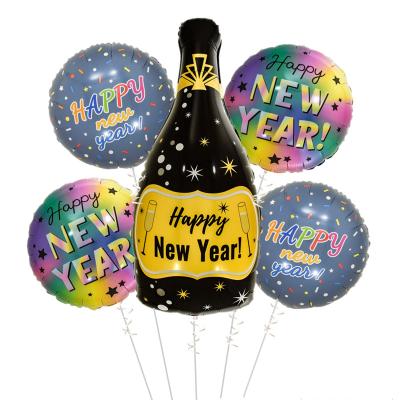 China 2022 Party Decorated Foil Balloon Toy BLN Champagne New Year Balloon Gift Set 18 Inch Star Globos Foil Kit for sale