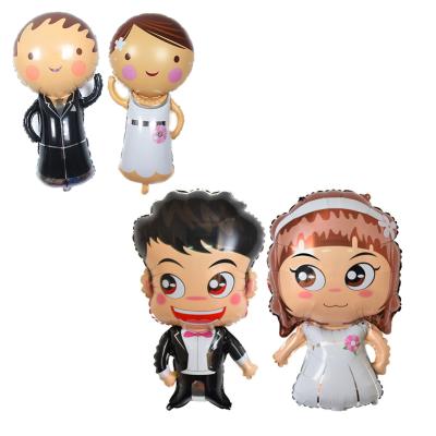 China Wedding Party Decoration BLN Wedding Groom Valentines Day Decorations Balloons Factory Cartoon Bride Foil Balloon for sale