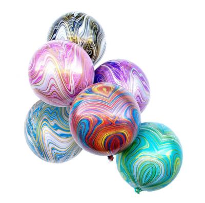 China Gift Toy BLN 22 Inch 4D Agate Round Ball Foil Balloons Party Decor Globos Factory 4D Marble Balloon Bundle Cards for sale