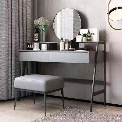 China Modern Make Up Vanity Table Set Modern European Vanity Dressing Table With Mirror And Stool Mirrored Dressing Table for sale