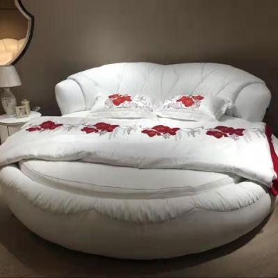 China New Design Customized White Bed Double Set Round Shape Queen Leather Cheap Bed From Latest Furniture Circle for sale