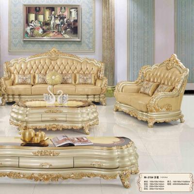 China Customizable Royal Style European Leather Vintage Victorian Flower Sofa Sofa Furniture Solid Wood Carved Luxury Classic Sofa Set for sale