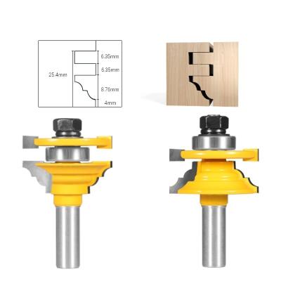 China Carbide Gate Bucket Tenon Cutter Woodworking Router 8 Bit 1/2 Handle Edge Tenon Bevel Cutter for sale