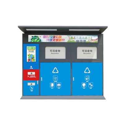 China Outdoor 3 Compartments Viable Smart Open Door Trash Bin Automatic Waste Bin Collection Viable Waste Bins With LCD Screen for sale