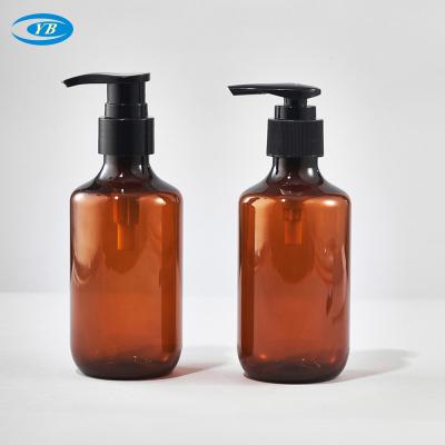 China Cosmetic 185ml brown shampoo bottle, shampoo, shower gel bottle, cosmetic essential oil bottle, facial cleanser press bottle for sale