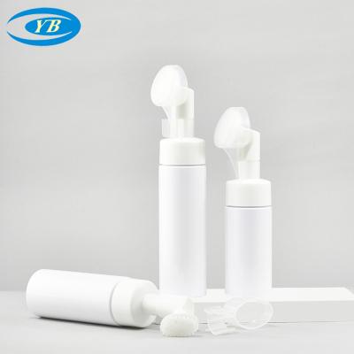 China Cosmetic 200ml foam bottle, plastic bottle with silicone brush, Pet skin care product set, empty bottle for sale