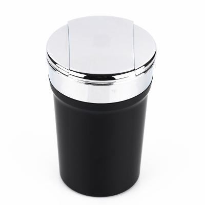 China Delicate and small Car ashtrays, 4S stores are dedicated to electroplating garbage cans with lids and LED blue lights, and large car interiors for sale