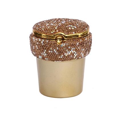 China Delicate and small Car supplies, diamond inlaid fashionable car ashtray, LED lamp multi-function car creative car ash storage box for men and women for sale