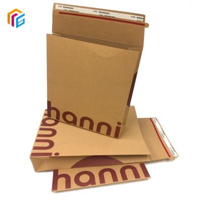 China Galant Eco-friendly Custom Sturdy Flat Bottom Apparel Kraft Paper Cardboard Sealing Envelope Recycled Rigid Cardboard Paper Mailer for sale