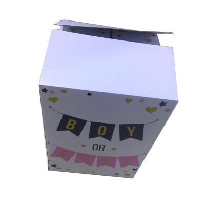 China Recycled Materials Custom Printed Party Decoration Cardboard Cardboard Gender Reveal Balloon Shipping Announcement Gift Box For Baby Shower for sale