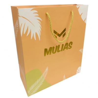 China Recycled Materials Customized Logo Print Luxury Cosmetic Jewelry Gift Shopping Paper Bag With Handle for sale