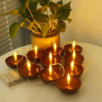 China Indoor Outdoor Decor Dias Diya Diwali String Lights Battery Operated Indian Diwali Gift Decoration LED Festival Tea Lights for sale