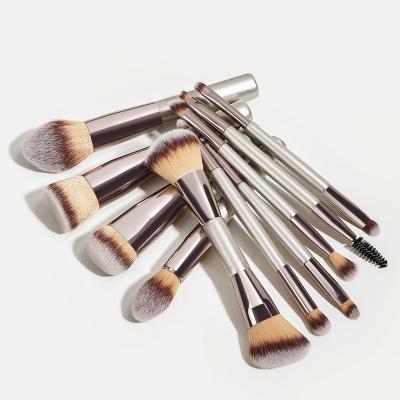 China Angular Blush Professional Eco-Friendly Synthetic Plastic Handle Eyeshadow Makeup Brushes Cosmetic Makeup Brushes Set for sale