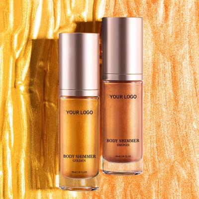 China Beautify Private Label Cruelty Vegan Face Highlighter Makeup TAN Free Body Glitter Spray Bronzer Gold Pink Shine Taning Body Shimmer Dry Oil for sale