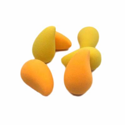 China Ficial Sponge Mini Elastic Fruit Reusable Yellow Mango Microfiber Puff Makeup Sponge Private Label for sale