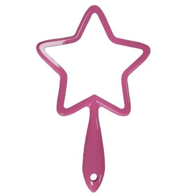 China Wesson Lighted Factory Can Customize Popular Portable Star ABS Amazon Pentagon Handheld Makeup Mirror for sale