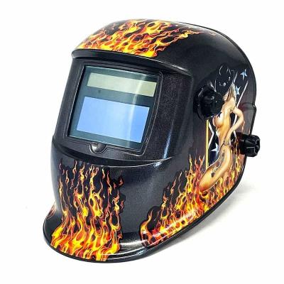 China Adjustable Solar Powered Welding Auto Darkening Welding Helmet 23cm*23cm*32cm Welding Hat Range PP Mask Helmet Painting Sexy Girl for sale