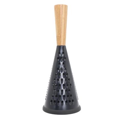 China Sustainable Round Sided 9 Inch Stainless Steel Potato Fruit Cheese Garlic Cheese Butter Carrot Vegetable Grater With Wood Handle for sale