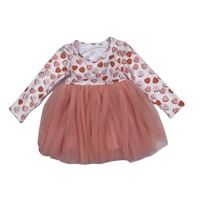 China 2022 Anti-wrinkle factory boutique valentines day pink candy love pattern sweet toddler clothes girl dress skirt suit for sale