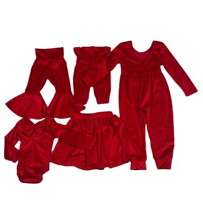 China LZ2021kid casual clothes baby outfit top+pants sets toddler red velvet christmas clothes girls dress sets for sale