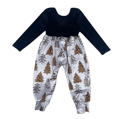 China Anti-wrinkle Dress Design Baby Girl Rompers Baby Clothes Tree Print Baby Clothes Overalls For Christmas for sale