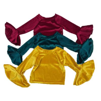 China Breathable High Quality Babies Velvet Tops Kids Bell Sleeve Tops For Winter for sale