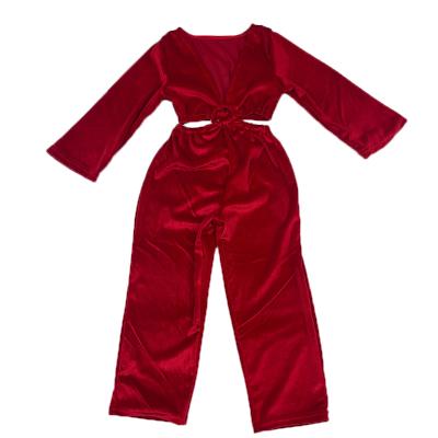 China High Quality Red Velvet Overalls Babies Infant Winter Clothes Kids Long Sleeve Overalls for sale