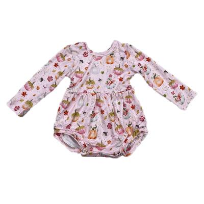 China Halloween Silk Romper Toddler Printing Milk Pumpkin Clothes Newborn Baby Bubble Romper for sale