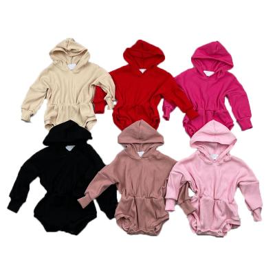 China New Autumn Casual Wholesale Kids Ribbed Hoodie Romper Boys Girls Overalls Baby Onesie Toddler Solid Clothes for sale