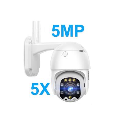 China Built-in Optical Wireless Dome Camera 5X Siren 5X Zoom IR Night Color CCTV Indoor WiFi IP Camera 5MP PTZ Camera for sale