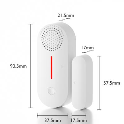 China Smart Wireless Magnetic Siren Alarm Tuya Door Detector Window Door Open Contact Sensor For Home Security System Entrance Protection DS0992 for sale