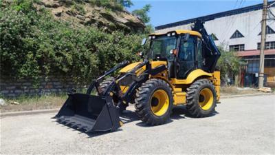 China 4 Wheels Steering 388H Backhoe Loader with Split Bucket in Jamaica for sale