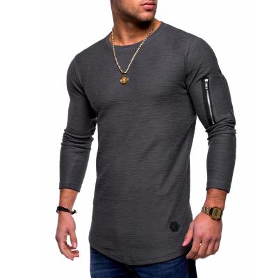 China Custom Made Sustainable Fitness Wear Solid Color Logo Zipper Sports Men's T-shirts Men's T-shirts Long Sleeve for sale