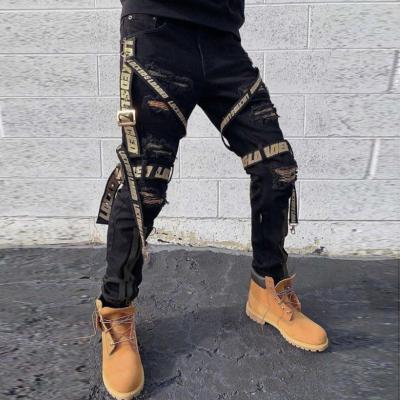 China Fashion Hip Hop QUICK DRY Jeans Pants Ripped Pencil Jeans Print - 067 In Street Running Men's Slim Fit 100% Cotton OEM Service Offered Regular for sale