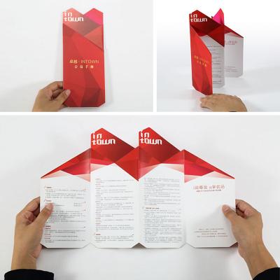 China Advertising Brochure Customized profiled poster pamphlet folding manual printing three fold Color printing page A3a4 four fold picture album for sale