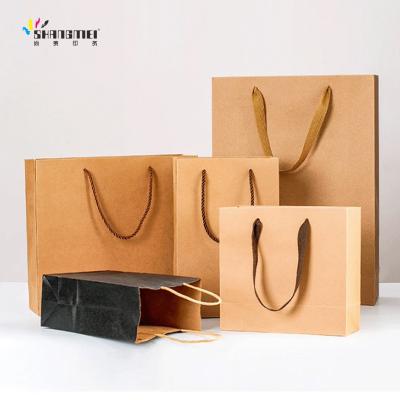 China Recycled Materials White Brown Kraft Paper Bags With Your Own Logo, Paper Shopping Bags With Logo, Paper Kraft Bags With Handles Custom Paper Bags for sale