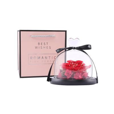 China Home Decoration/Festival/Valentine's Day/Wedding/Valentine Gifts Finished Flower Forever Creative Rose In Rose Gift For Girlfriend Preserved Glass Red Rose Flower Gift In Glass for sale