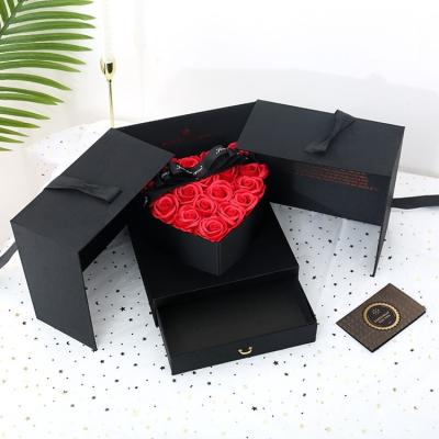 China Home Decoration/Festival/Valentine/Wedding/Rose Heart Magic Cube Gift Finishing Box Rose Soap Gift Box Valentine's Day Rosas Rose Flowers To Girlfriend Special for sale