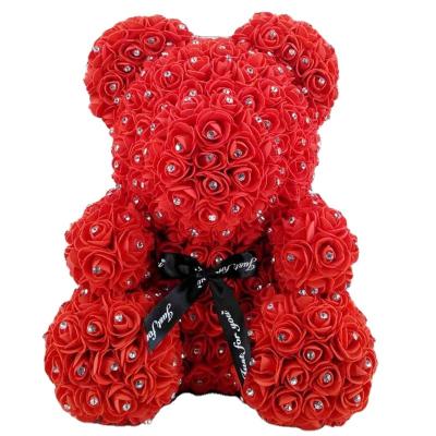 China Valentine's Day Gift 2021 Valentines Day Gift Rosebear Eternal Flower 25cm Diamond Teddy Rose Bear With Gift Box Forever for sale