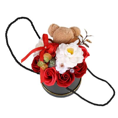 China Home Decoration/festival/valentines/wedding/finish 2022 Wholesale Handheld Round Flower Barrel Soap Flower Gifts For Valentines Day Perfect Mother's Day for sale