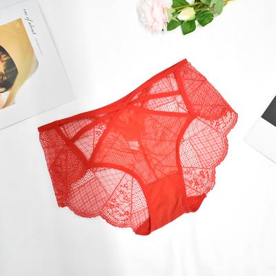 China Antibacterial Women 2-Pack Lace Up Stretch Bikini Underwear Briefs Bikinis Underwear Plus Lace Mesh Panty Sheer Contrast for sale