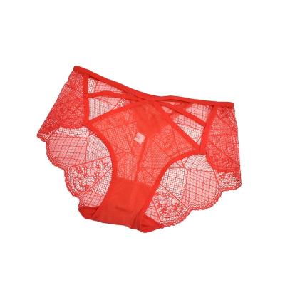 China 2-Pack Antibacterial Lace Women Stretch Bikini Underwear Briefs Bikinis Plus Lace Mesh Panty Sheer Contrast for sale