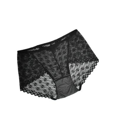 China Lady Antibacterial Seductive Underwear Lace Up High Waisted Panties Plus Size Ladies Brief For Women Panties 2-Pack for sale