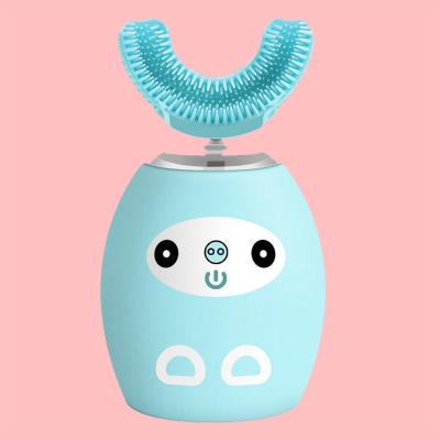 China 2021 New Design U Shaped Electric Toothbrush Battery Operated For Kids Waterproof 360 Degree Food Grade Kids Electric Toothbrush for sale