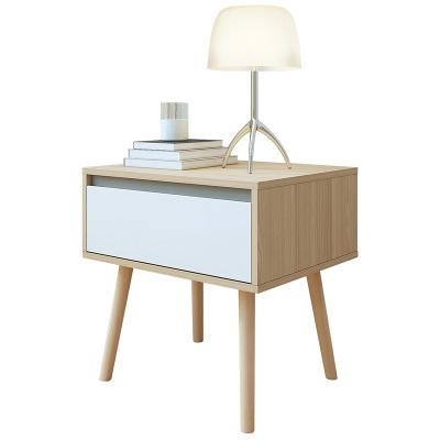 China (Height) Adjustable Bedside Cabinet With Drawer Wood Legs Solid Rubber Large Storage Space For Bedroom for sale