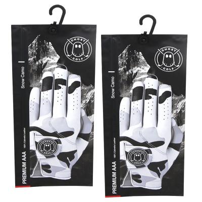 China Custom printed disposable low moq zipper lock pouch for golf glove sock packing bag with plastic hook for sale