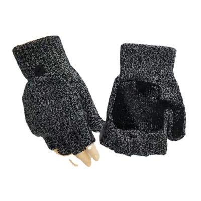 China Eco-friendly Adult Half Finger Silicone Flip Half Finger Wool Knitted Gloves for sale