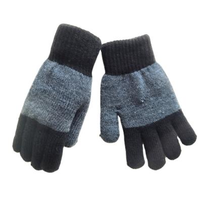 China Winter Striped Double Knitted Gloves Soft Finger Windproof Gloves for sale